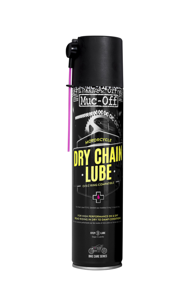 Muc-Off 649 – Smar do łańcucha do użytku drogowego i offroadowego w suchych warunkach, baza teflonowa – 400ml – Dry Weather Chain Lube